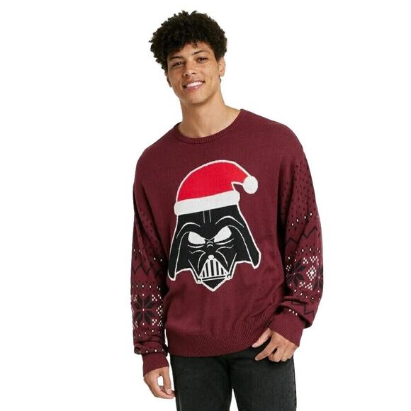 Darth Vader Christmas Sweater Mens S Red Holiday Fair Isle Disney Star Wars NEW - Picture 2 of 9
